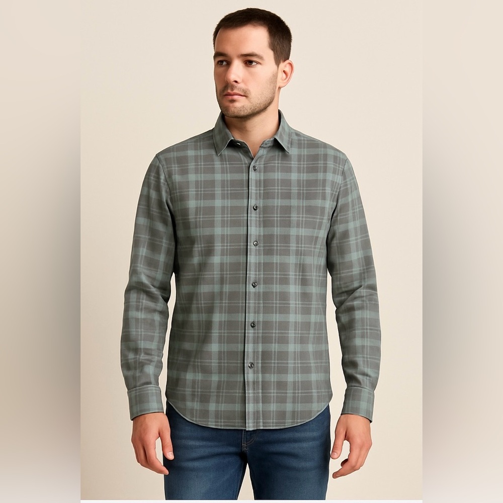 Red Ale by Alesbury NEW Velasquez Washed Twill Plaid Shirt Green M Tall Slim Fit